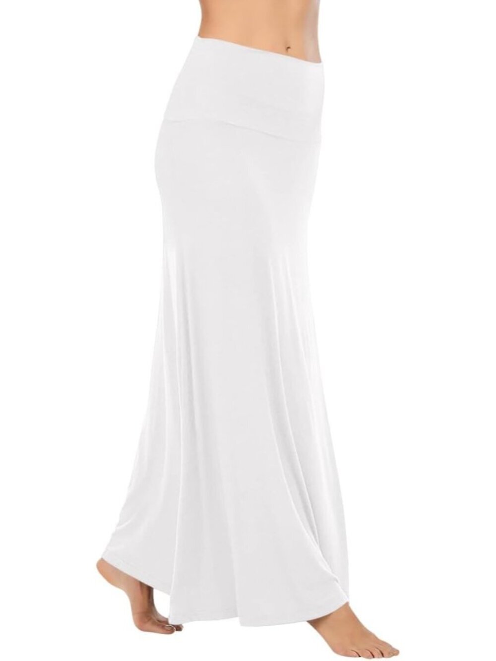 Women's Sweet Hearts White High Waist Long Flare A-Line Skirt Maxi Dress
